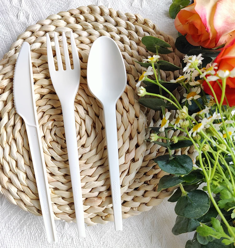 Greenworks Plastic Cpla Biodegradable Cutlery eating Utensils Environmentally Friendly Spoon Wrapped Dinnerware Sets