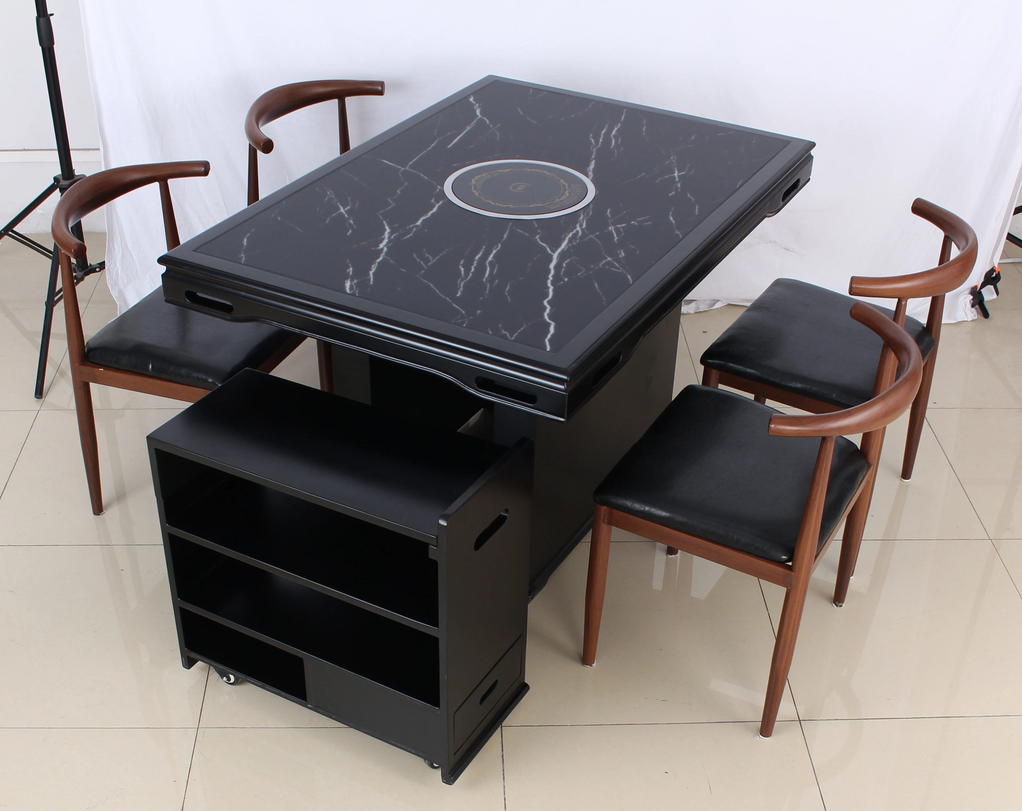 New design flexible large storage space wood+tables with hot pot shabu shabu restaurant furniture