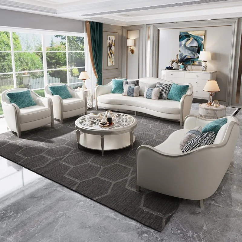 Italian Modern Sleeper Leather Couches Luxury Sofa Set Cloud Green Living Room Furniture Set Blue Velvet Sectional Couch