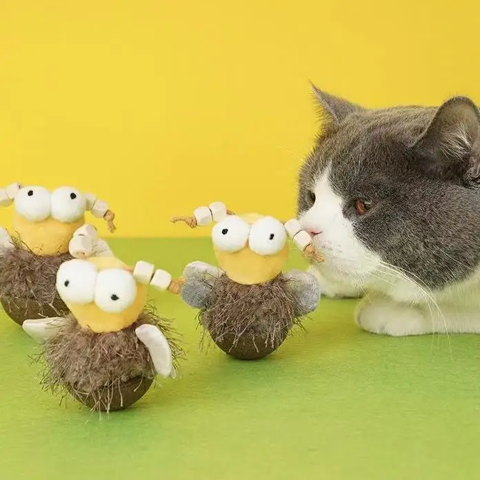 Необычная игрушка для кошек из натуральной пчелы, многогональная кошачья мята, дразнящие зубы, палочка, кошачья мята, короткие плюшевые игрушки