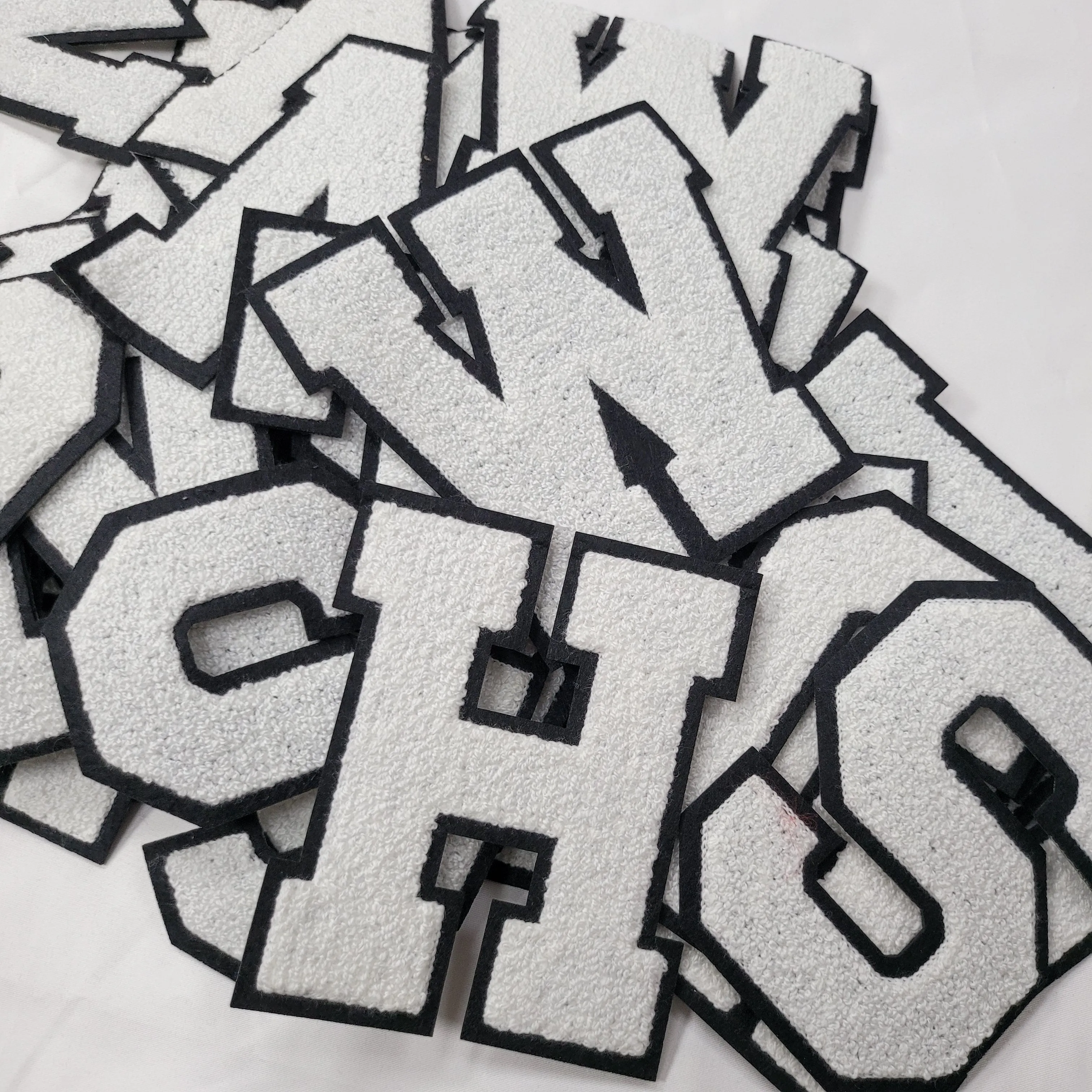 Letter Puff Embroidery Patch Wholesale Top Sales Custom Sewing On 3D Patches Iron On Sew On Hook and loop back fabric