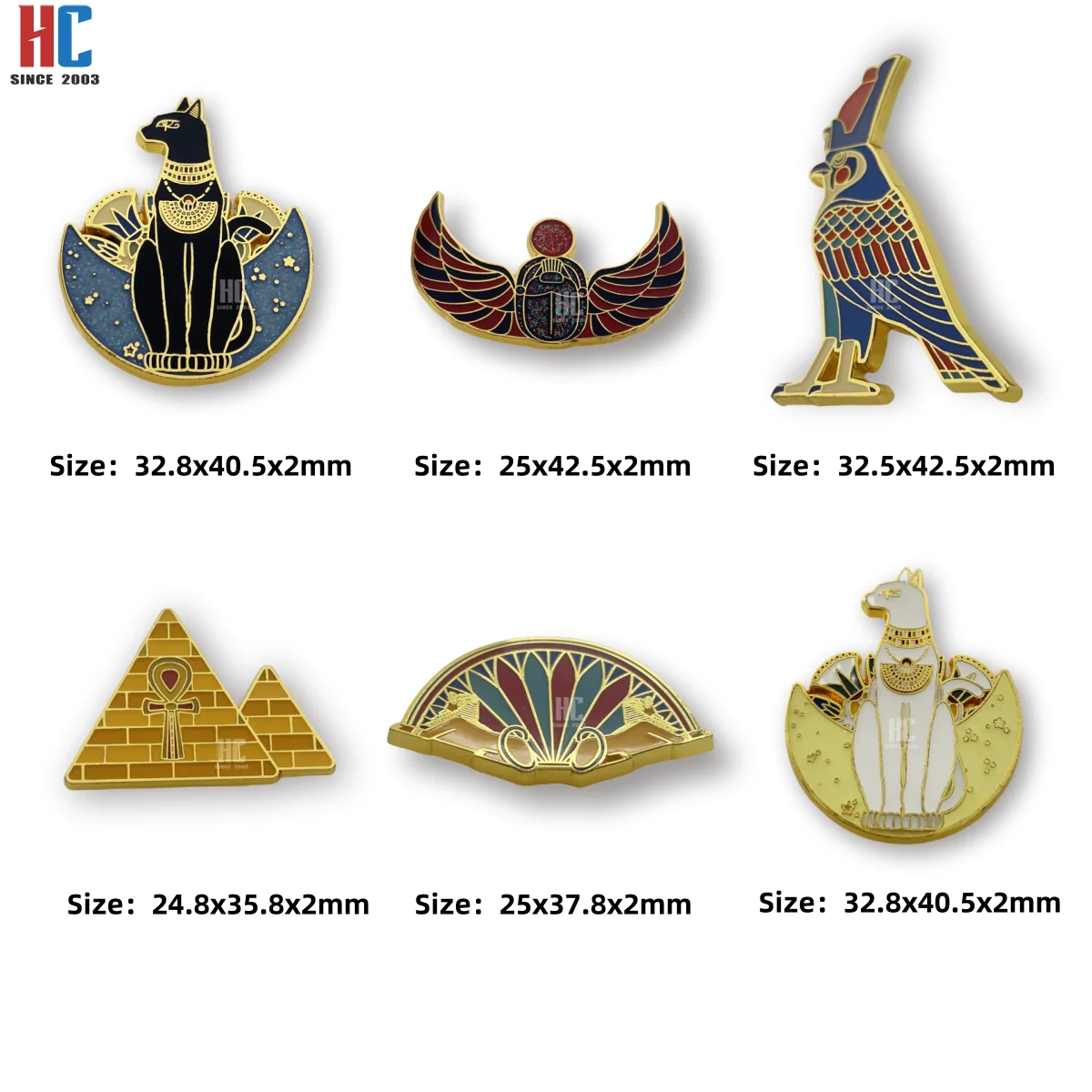20 Years  Factory Custom hard enamel beatiful Ancient Egypt Beetle Souvenir Metal  Lapel Pin The Golden Scarab Symbol