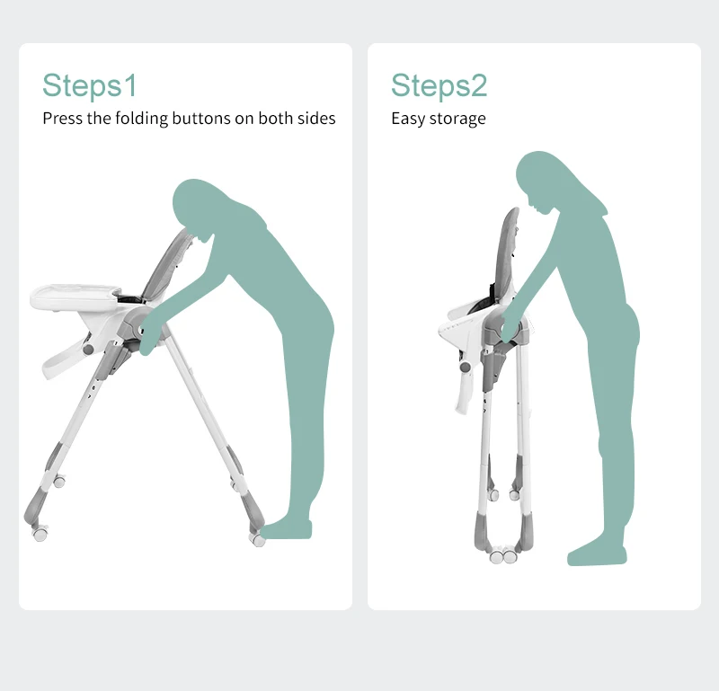 Silla De Comedor Para Bebe Aluminum Alloy Stable Baby Child Seat Home Feeding Chair Foldable Baby Dining Chair