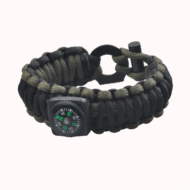 Hot Sale High Quality 7 Cord Survival Bracelet Multi-function Flint Compass Fishing Kit for Hunting