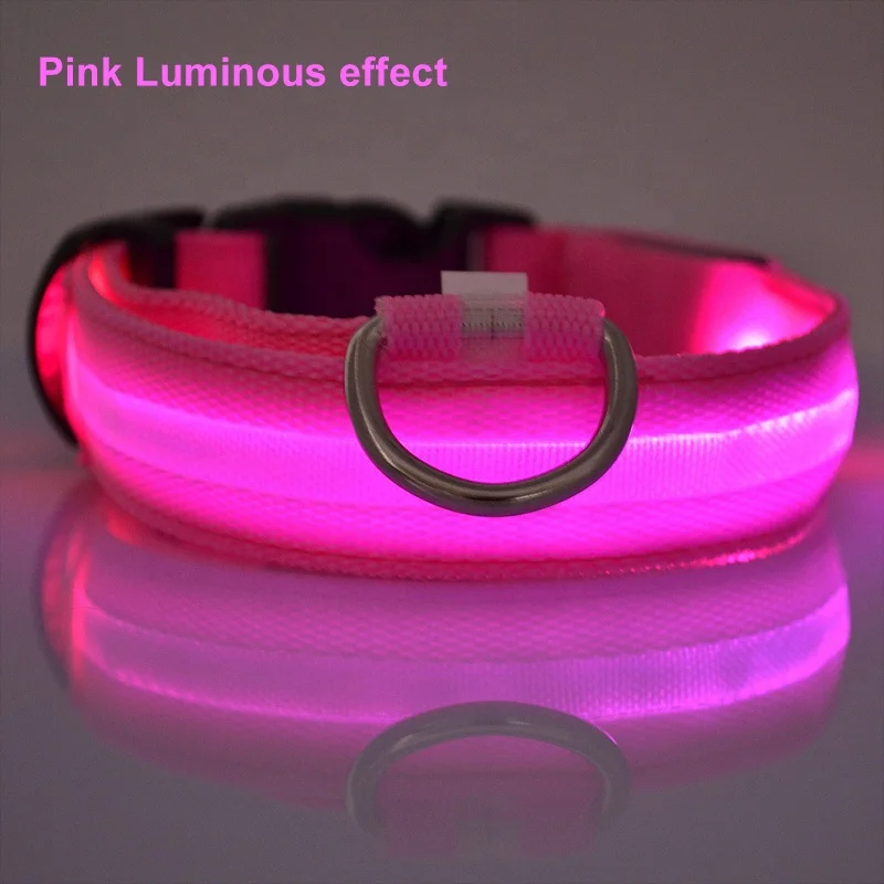 Led Collars Customized Adjustable Nylon Waterproof Reflective Collar Designer Custom Dog Collar usb led dog pet light up safety