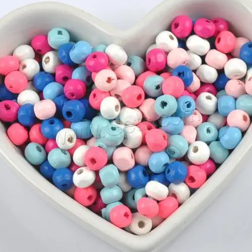 DIY Round Dyed Wood Beads Jewelry Making Bulk Bead Schima Superba Different Size for Choice Mixed Colors 500PCs/Bag 1626481