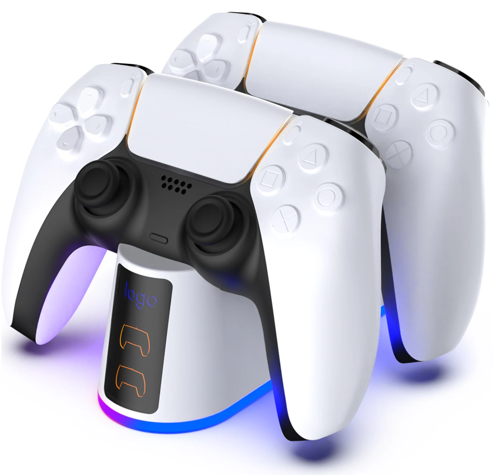 Original factory design  PS5 dual  charging dock station for PlayStation 5 controllers and 4 dynamic RGB light mode