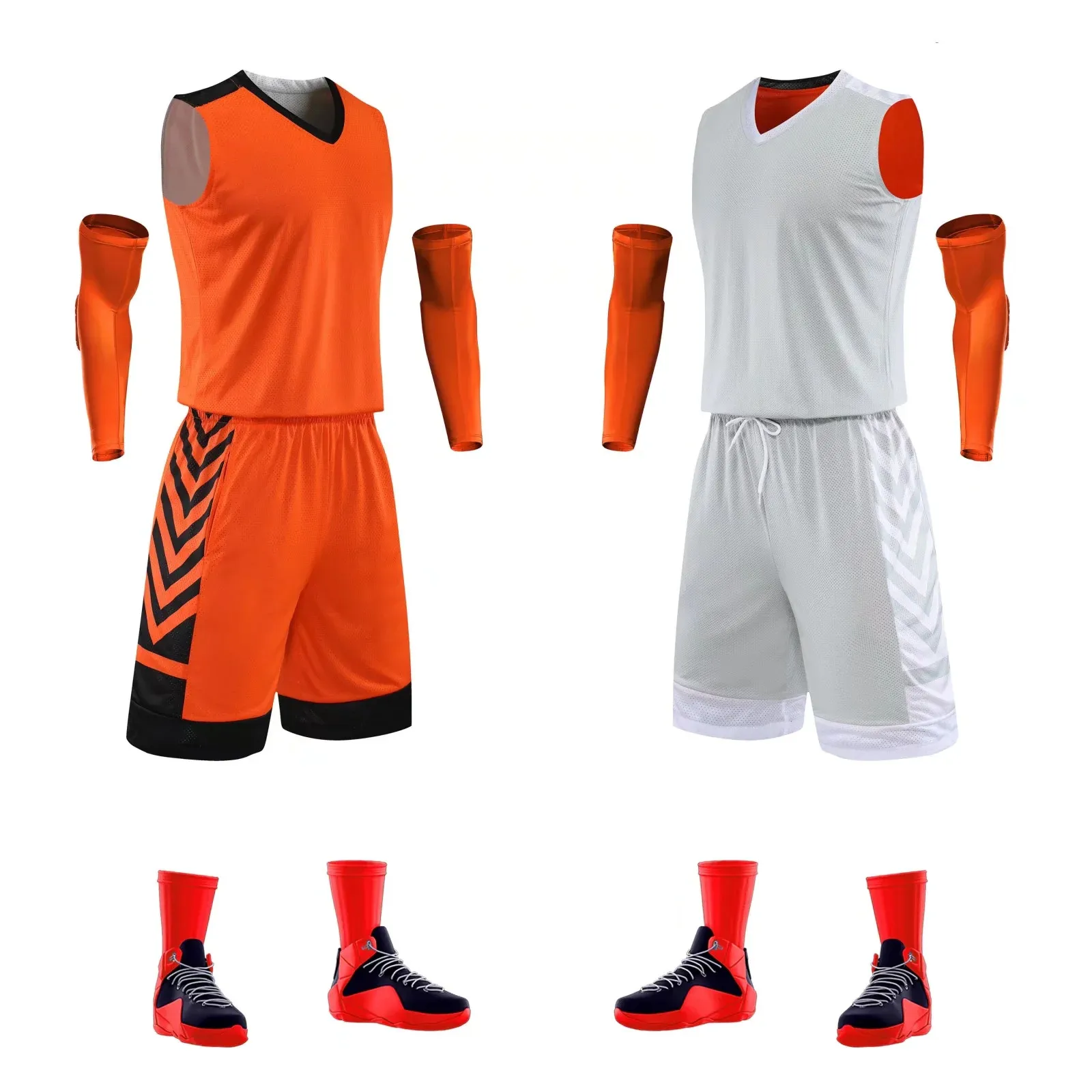 Custom Youth reversible basketball jersey customized sublimation design basketball uniforms sweatshirt shorts High quality