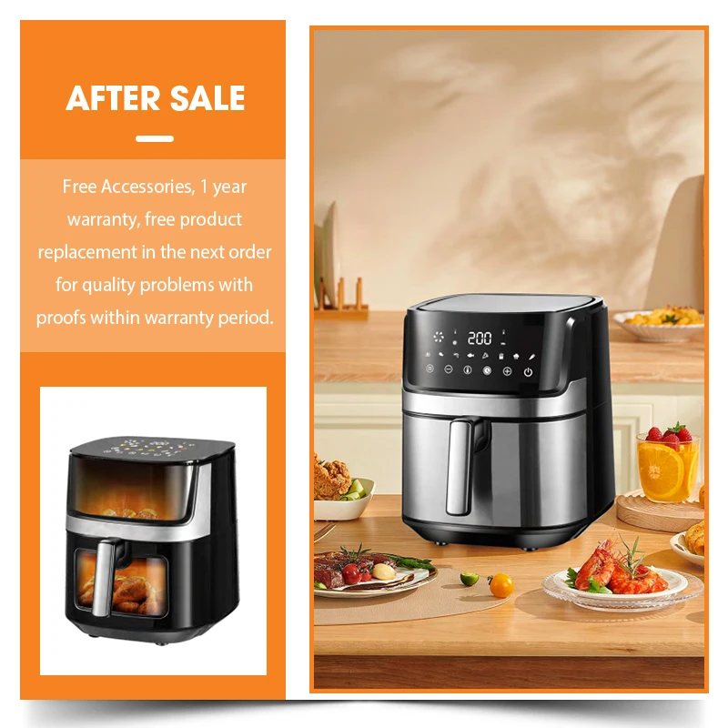 Large Capacity Double Pot Touch Screen Air Cooker Fryer Electric Oven Air Fryer Custom Digital Stainless Steel Square 8L 9L 10L
