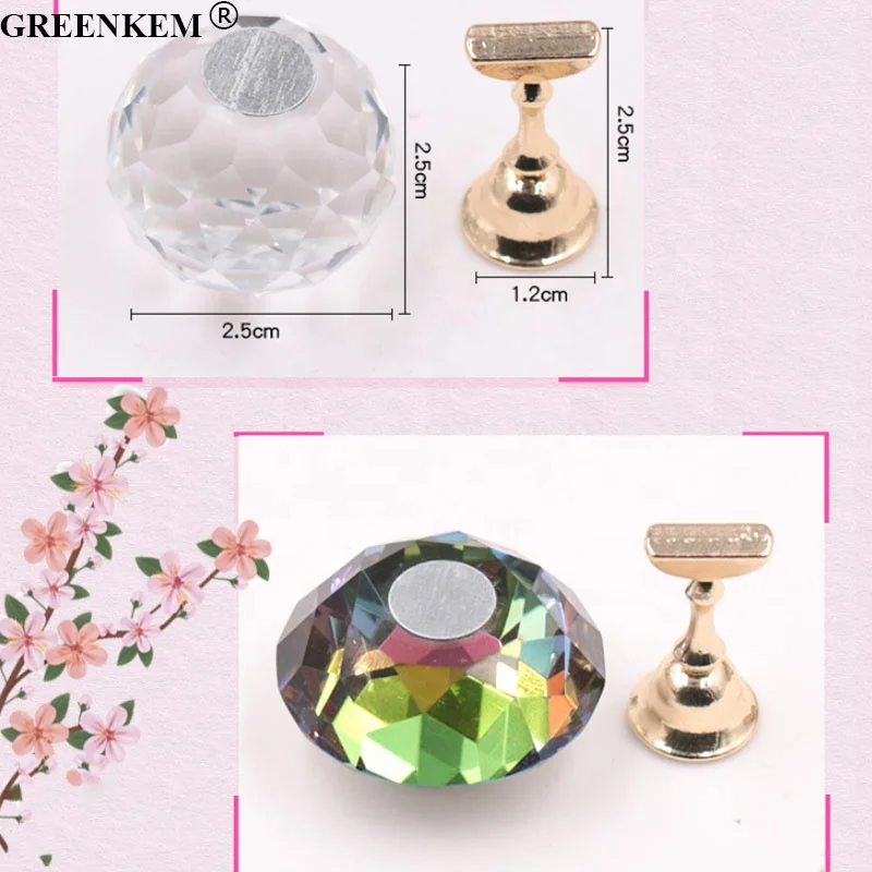New 1Pcs 5Pcs Reusable Crystal Acrylic Nail Practice Stand Lotus Base Nail Tip Stand With Magnetic Nail Practice Display Stand