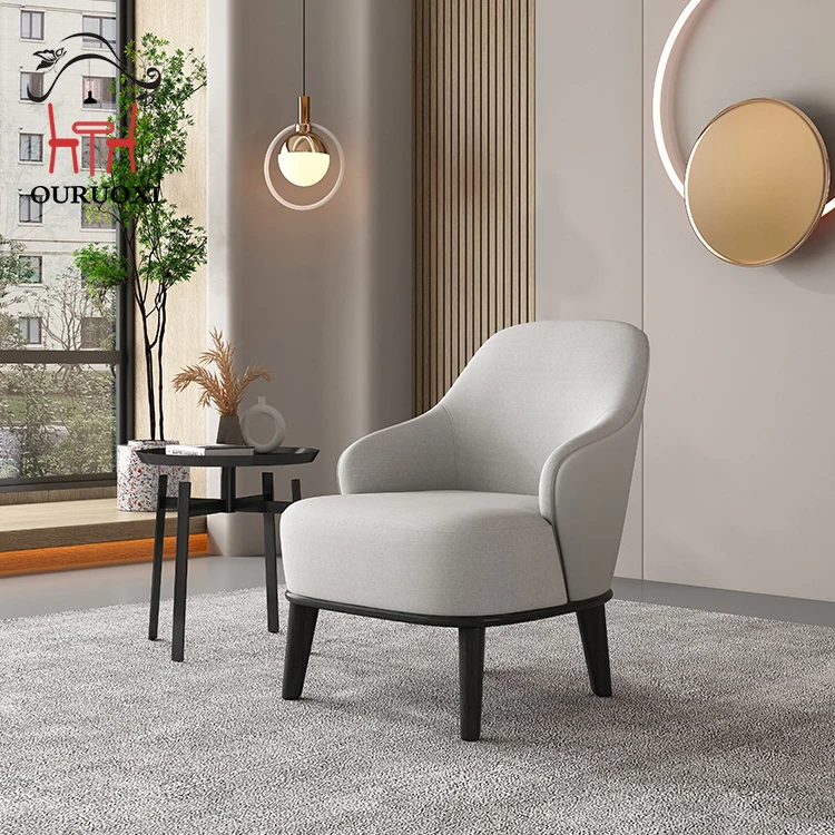 Living Room Modern Leisure Chair Furniture Black Solid Wood Legs Leslie Arm Chair