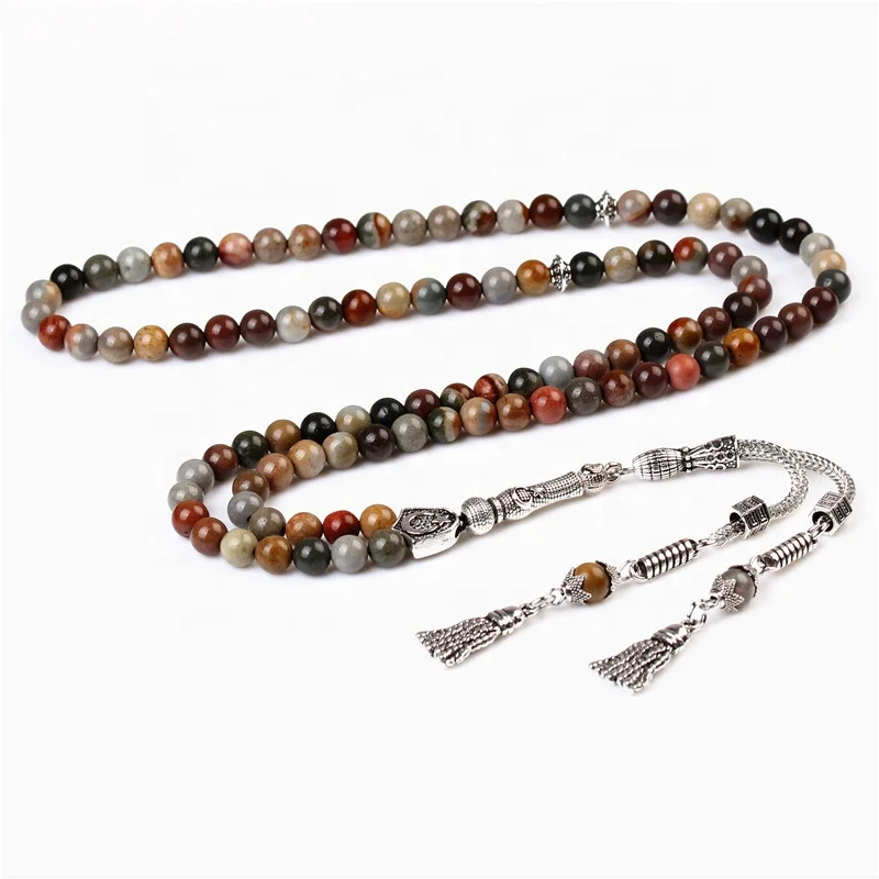 New Design Natural Picasso Stone 6MM Islam Prayer Beads 99 Masbaha Tasbih Rosary Muslim Tespih Misbaha tespih