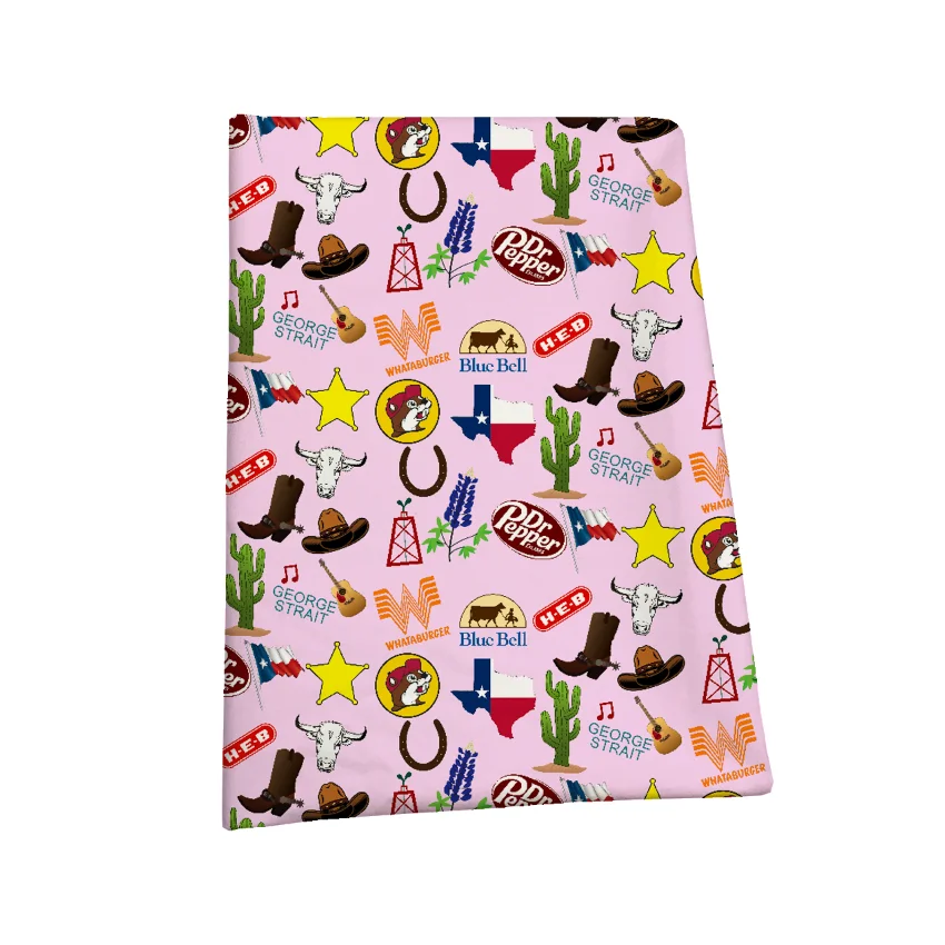 The factory outlet Texas cowboy themed design digital breathable knitting single 100% cotton terry printed fabric for babies