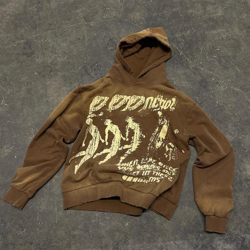 Hoodie Manufacturers Vintage Clothes Loop Fabric Sun Faded Dtg Print Distressed Heavyweight Oversized Acid Wash Custom Hoodie