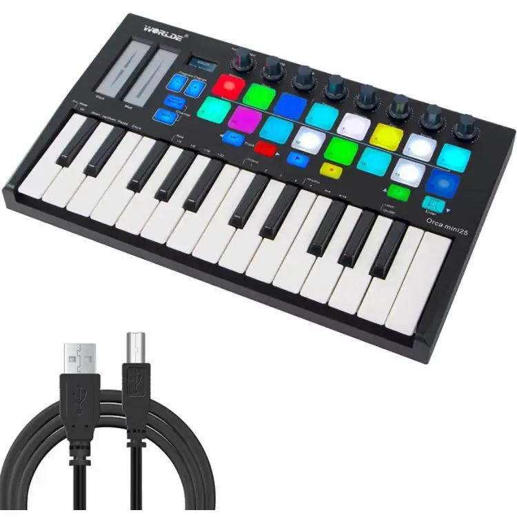 Worlde орка мини, как Novat1on, мини MK3, музыкальный пианино, студийная MIDI-клавиатура, контроллер, 25 клавиш