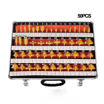 35PCS Woodworking Router Bit Set 1/4 Shank Tungsten Carbide Cutting Tools Trimming Knife for CNC Engraving Milling Cutter