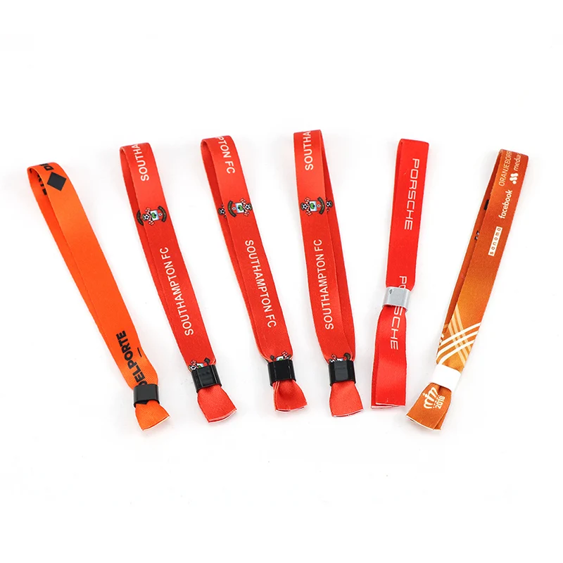 Custom Promotion Cheap Event Textile Polyester Festival Fabric Jacquard Woven Bracelet Wedding Wristband With Slide Lock