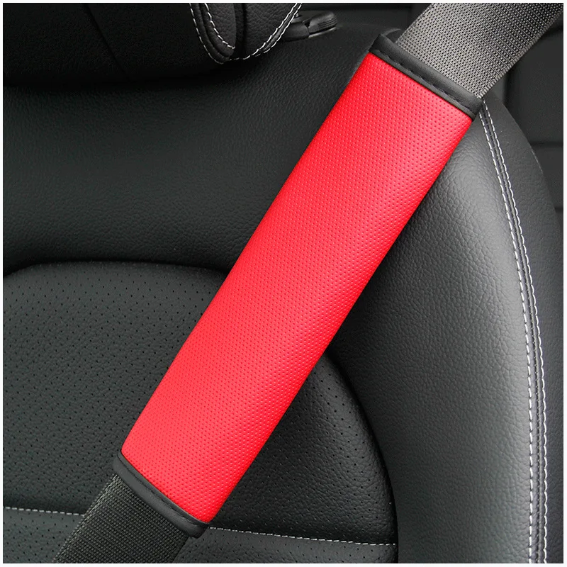 Car Seat Belt Cover PU Leather Safety Mat Breathable Shoulder Protection Padding Pad Auto Interior Universal Accessories 1Pcs