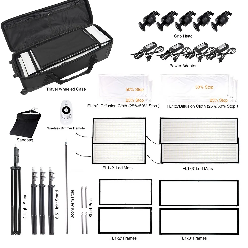 Travor new design professional shooting flexible fabric cloth lamp led soft panel light photographic video lights kit