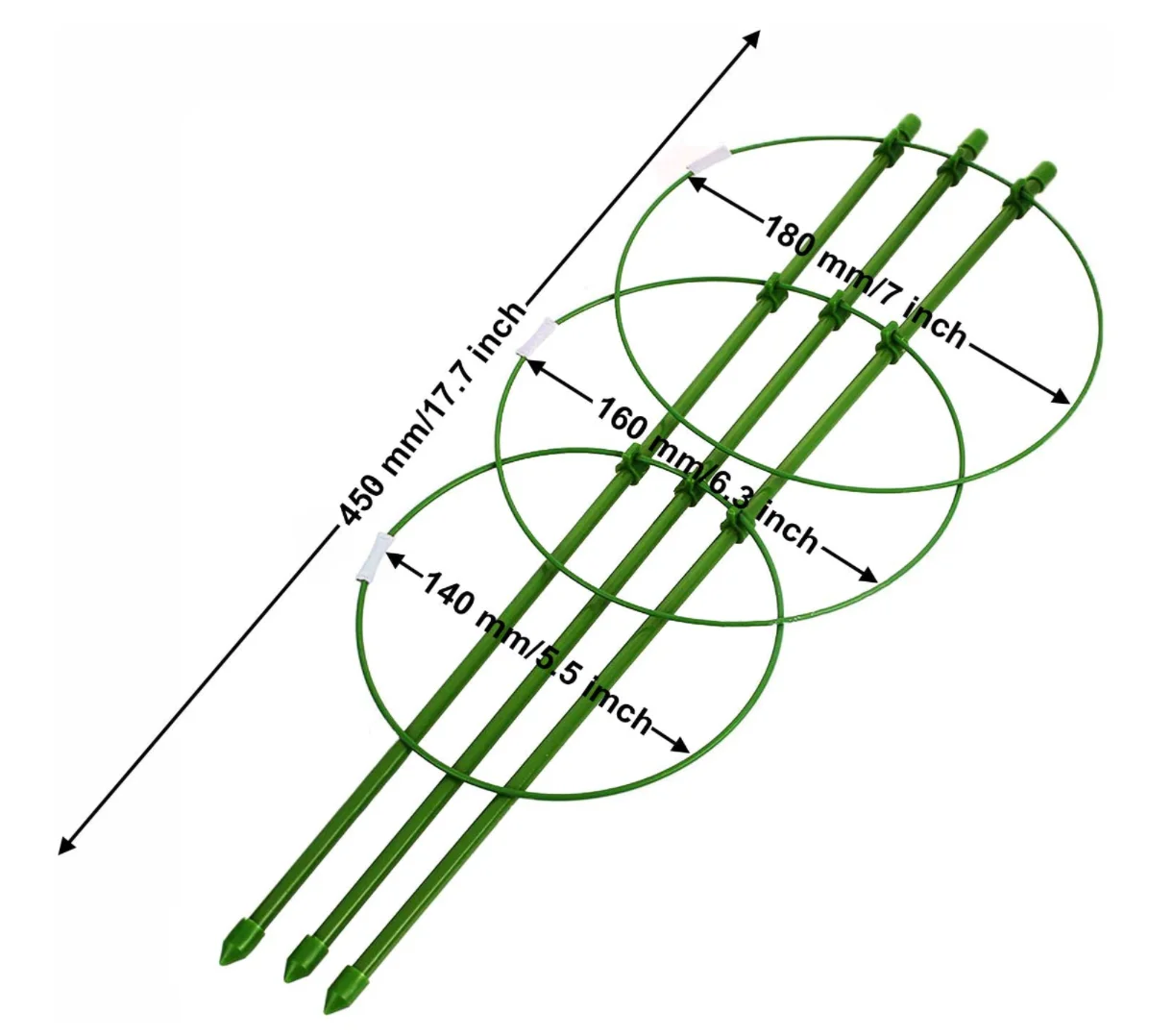 Top Sale Guaranteed Quality iron H 90cm green 26cm 28cm 30cm plant flowers support cages
