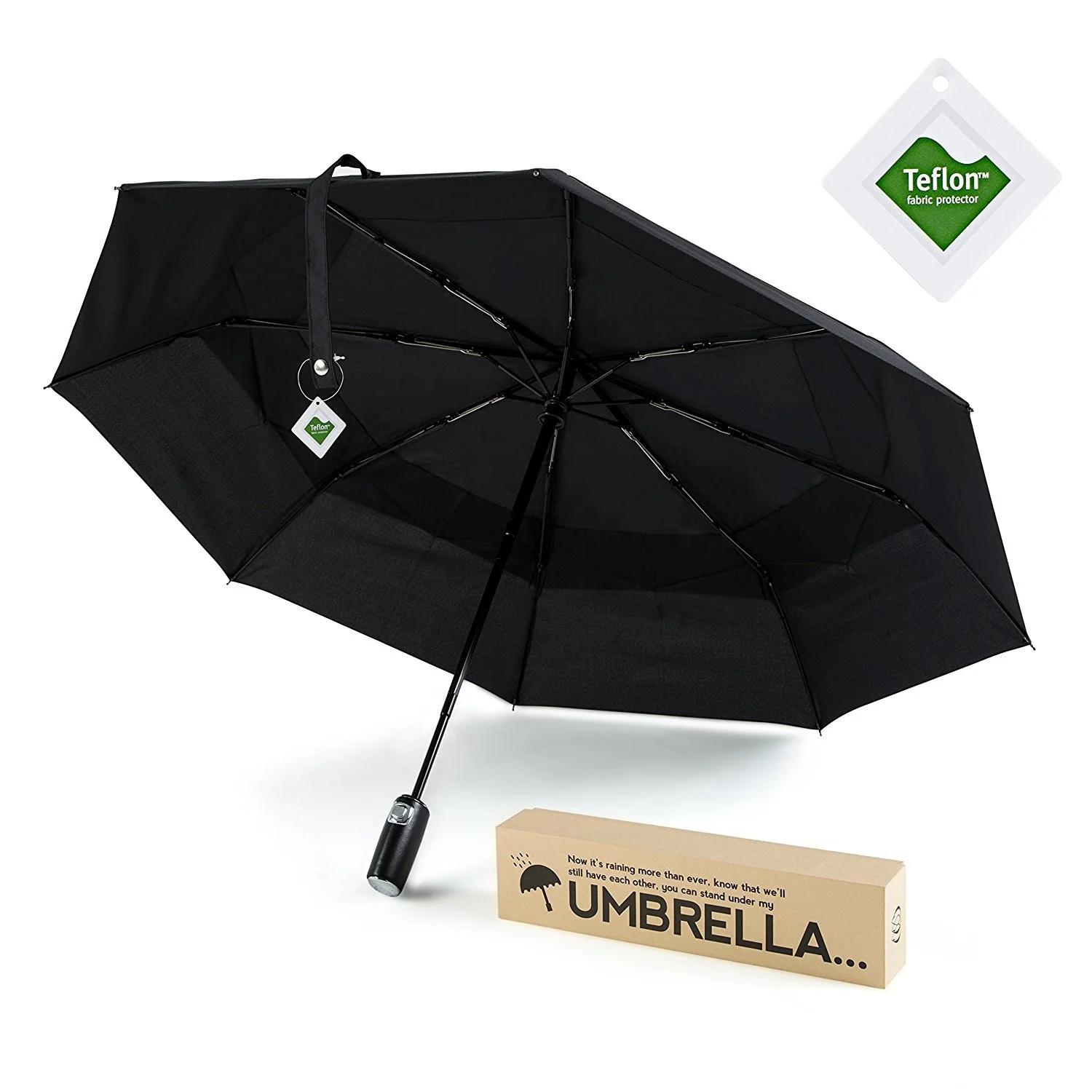 umbrellas with logo prints and box