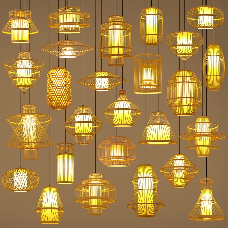 Bamboo lantern,ceiling light for commercial home stay, tea room, Chinese hot pot shop, restaurant, Japanese style lamps