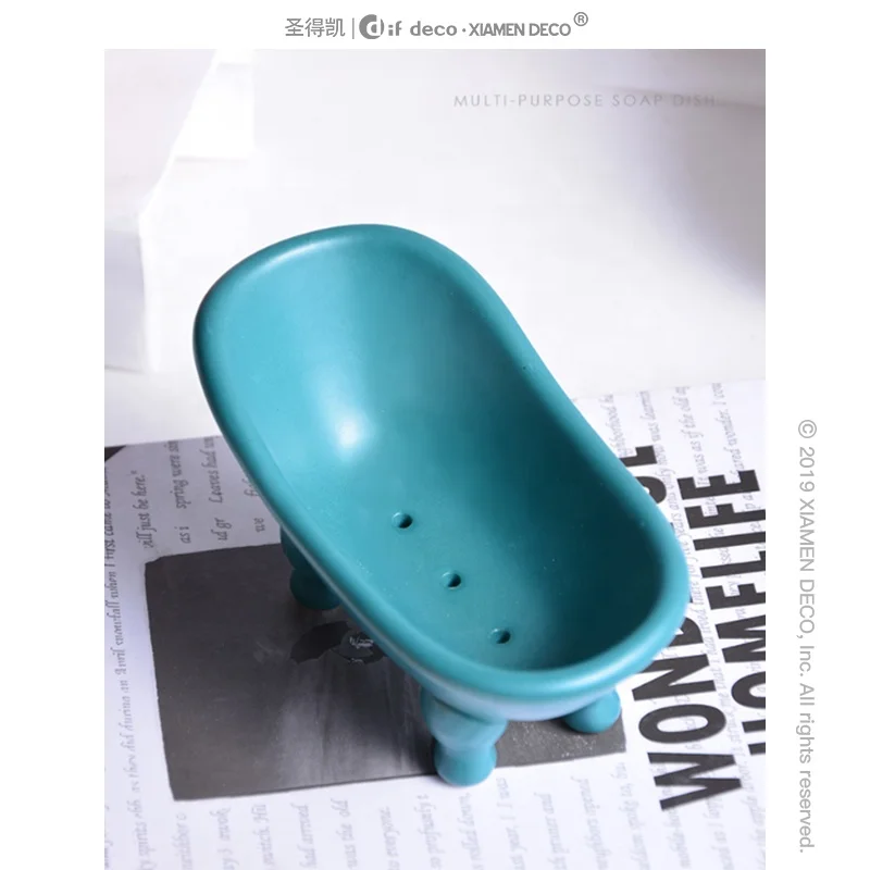 Vintage eco mini bathtub shaped ceramic unique handmade decorative bar soap dish large tray soap box