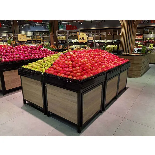 Mobile fruit vegetable displays Supermarket Shelf Fresh fruit stands Store Display Racks for fruit