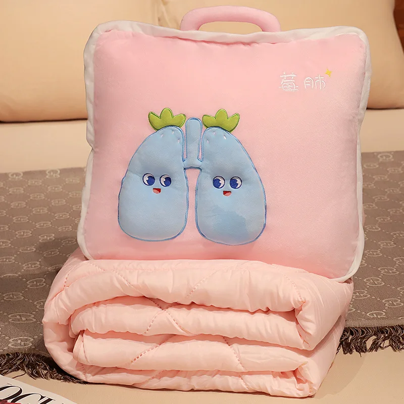 Customized Filled Pillow Blanket with Fun Expressions Strawberry Pillow 2 in 1 Pillow Blanket