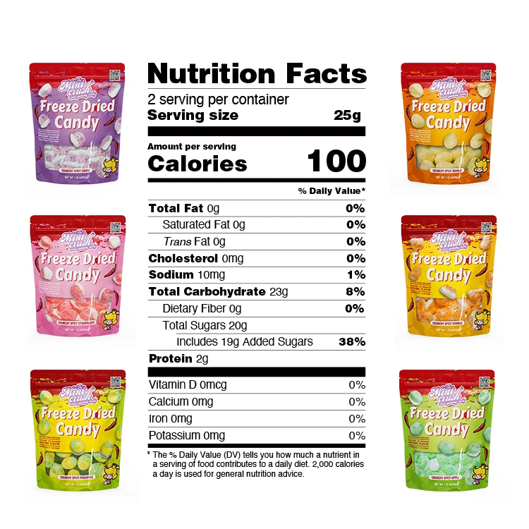 Distributor Preferred Freeze dry gummy candies mango flavours dehydrated puffed candy sweet crunch spicy freeze-dried candy