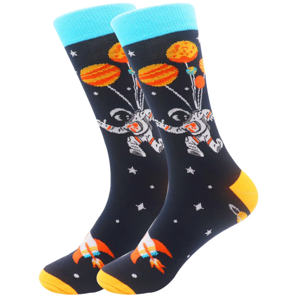 print funny combed cotton crew socks custom crew mens happy socks men colorful wholesale