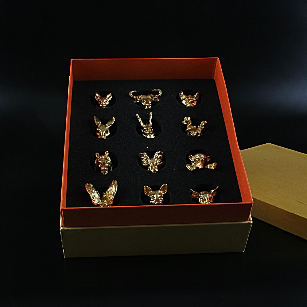 Liqueur Glassware Gift set Wine Alloy Crystal 12 Chinese Zodiac souvenir personalized custom metal shot glasses