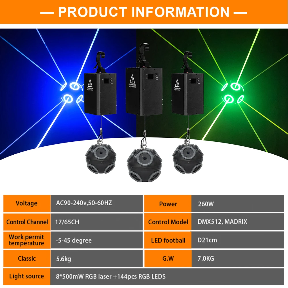 Kinetic laser football light with laser 260W RGB Dmx winch lifting system ball lights for dj disco club ktv party stage lighting