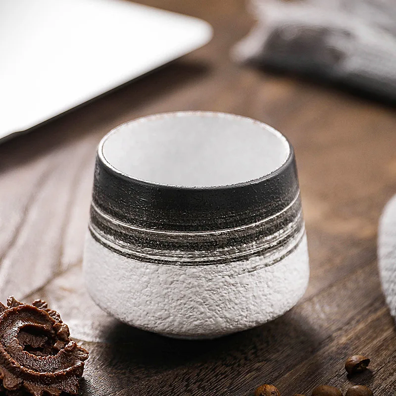 Japanese Retro Stoneware Teacup Colorful Vintage Coarse Pottery Countertop Ecocoffee Porcelain Ceramic Mug Cup Without Handle