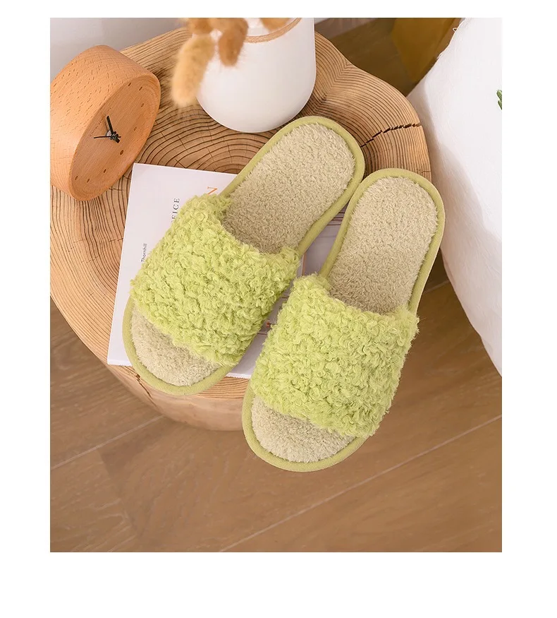 
Женские шлепанцы с открытым носком с эффектом памяти и удобной махровой подкладкой; Домашняя обувь без шнуровки; Спа-сандалии без задника для дома и улицы; QKX 