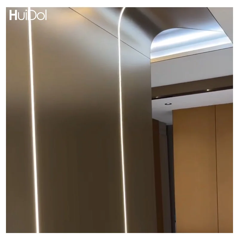 Metal Wood Veneer Wall Bamboo Charcoal Fiber Metal Brushed Wood Veneer Wall Panel