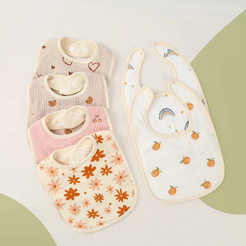 Infant baby bibs 6 layers Muslin cloth  bibs 100% cotton baby scarf bibs