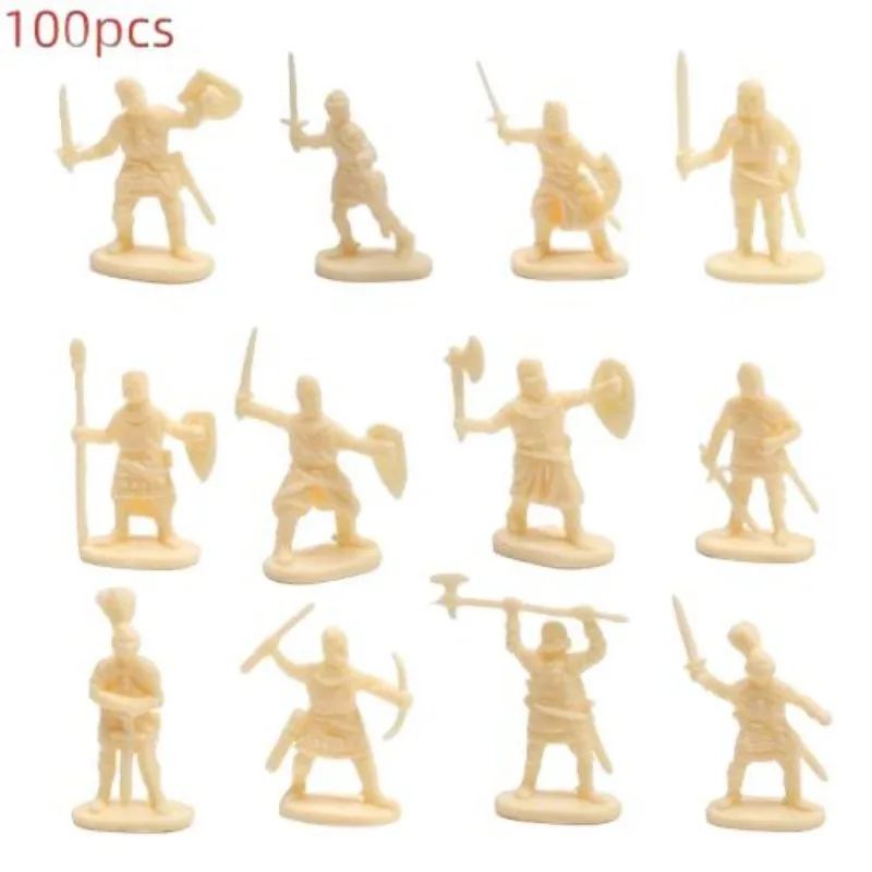 Wholesale 100pcs  Miniature Medieval Soldiers Warrior  Statues  Battle Game  Shields Toys