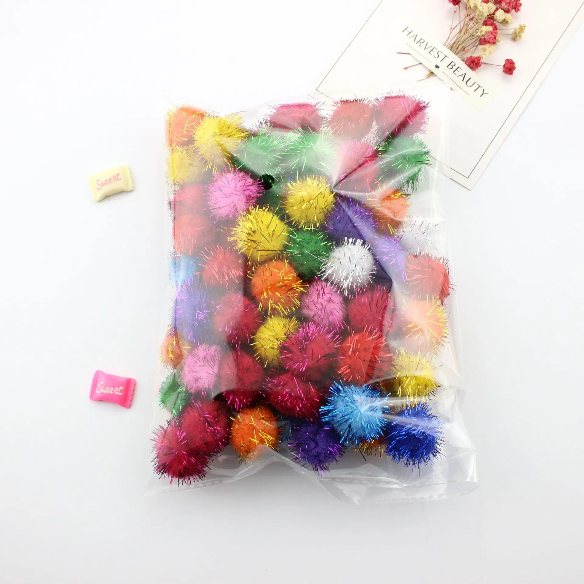 Selling Well 20mm Craft Sparkle Gold Pom POMS for Children Handcraft Diy Craft Doll Toy Accessories