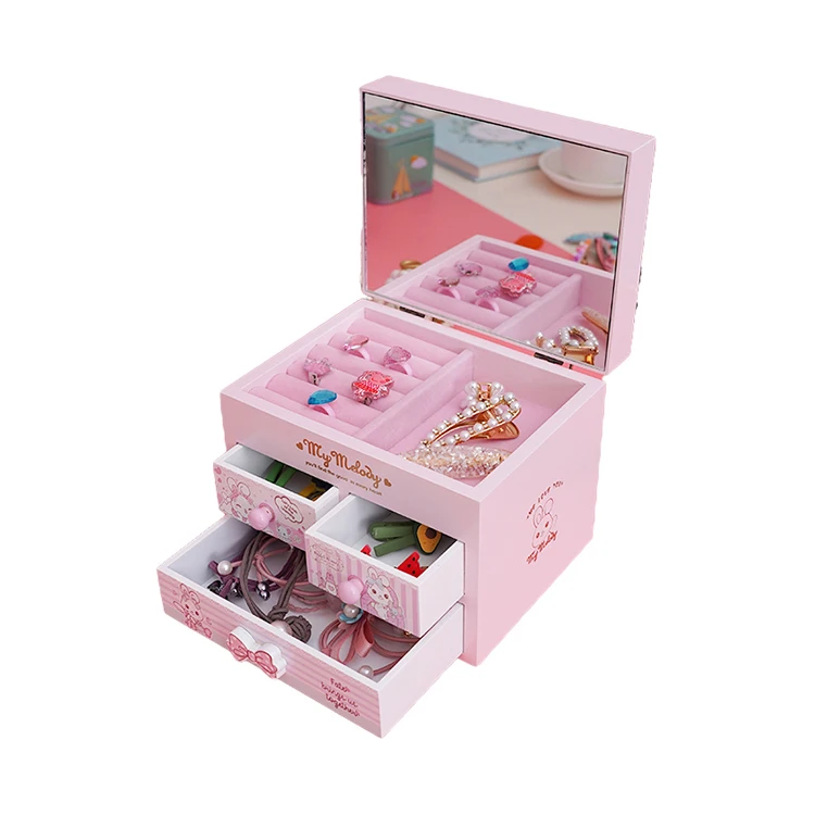 
Hot Sale Small Portable Kids 3 Drawer Jewelry Gift Boxes 