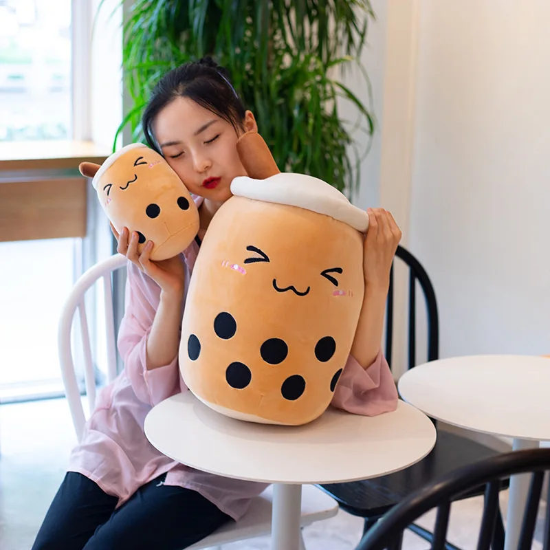 2022 Drop Shipping Bubble Boba Peluches Boba Tea Plushie Toy Milk Tea Pearl Cup Plush Pillow Stuffed Boba Plush