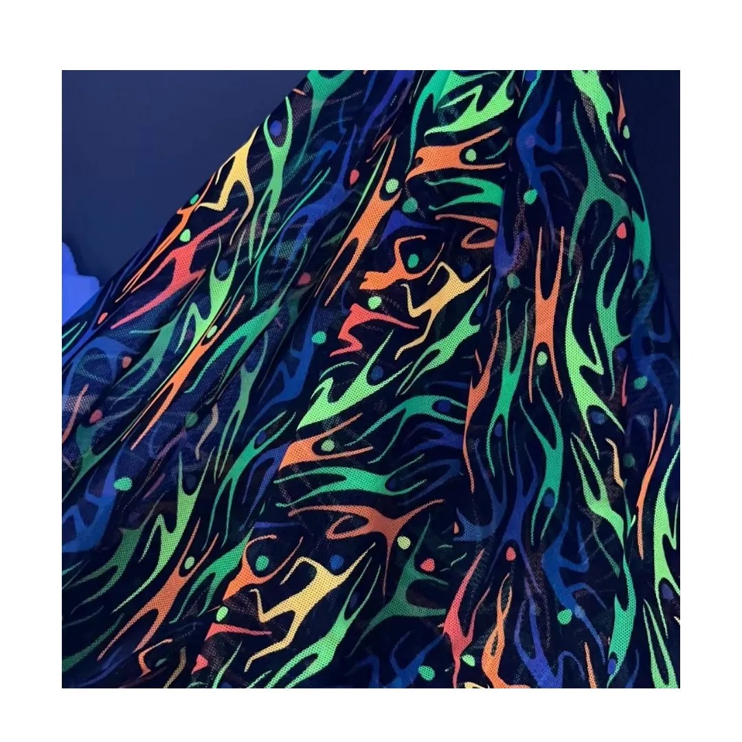 High visibility fluorescent digital printed sheer fashion sarong beach wrap fabric