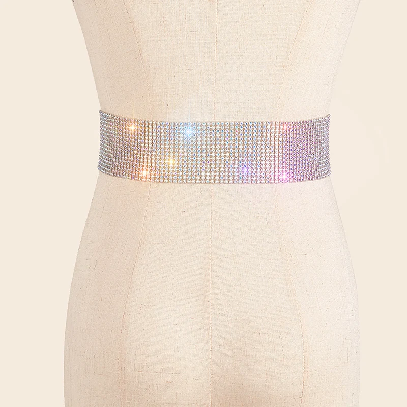 Hot Sale Women Showing Charming Temperament Girdling Belt Colorful Rhinestone Lace-Up Waist Girdle