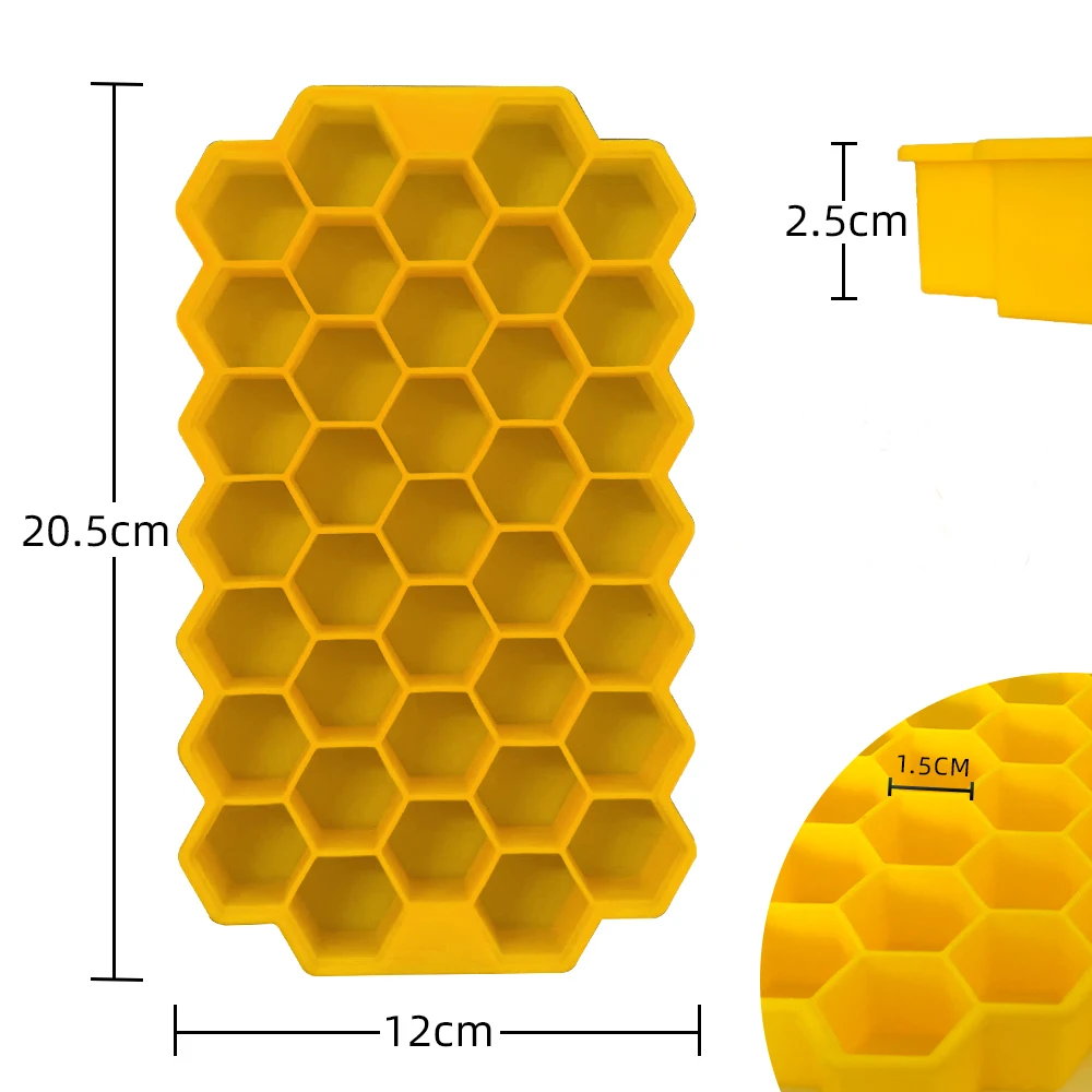 2024 New Wholesale 37 Lattice Silicone Ice Tray Household Food Grade Ice Cube Mold Box with Cover Silicone Kitchenware