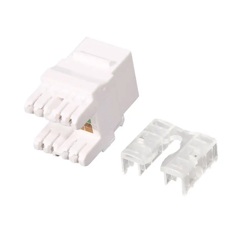 White RJ45 180 Degree UTP Short Body CAT6 8P8C Krone 110 Type Modular Network Keystone Jack