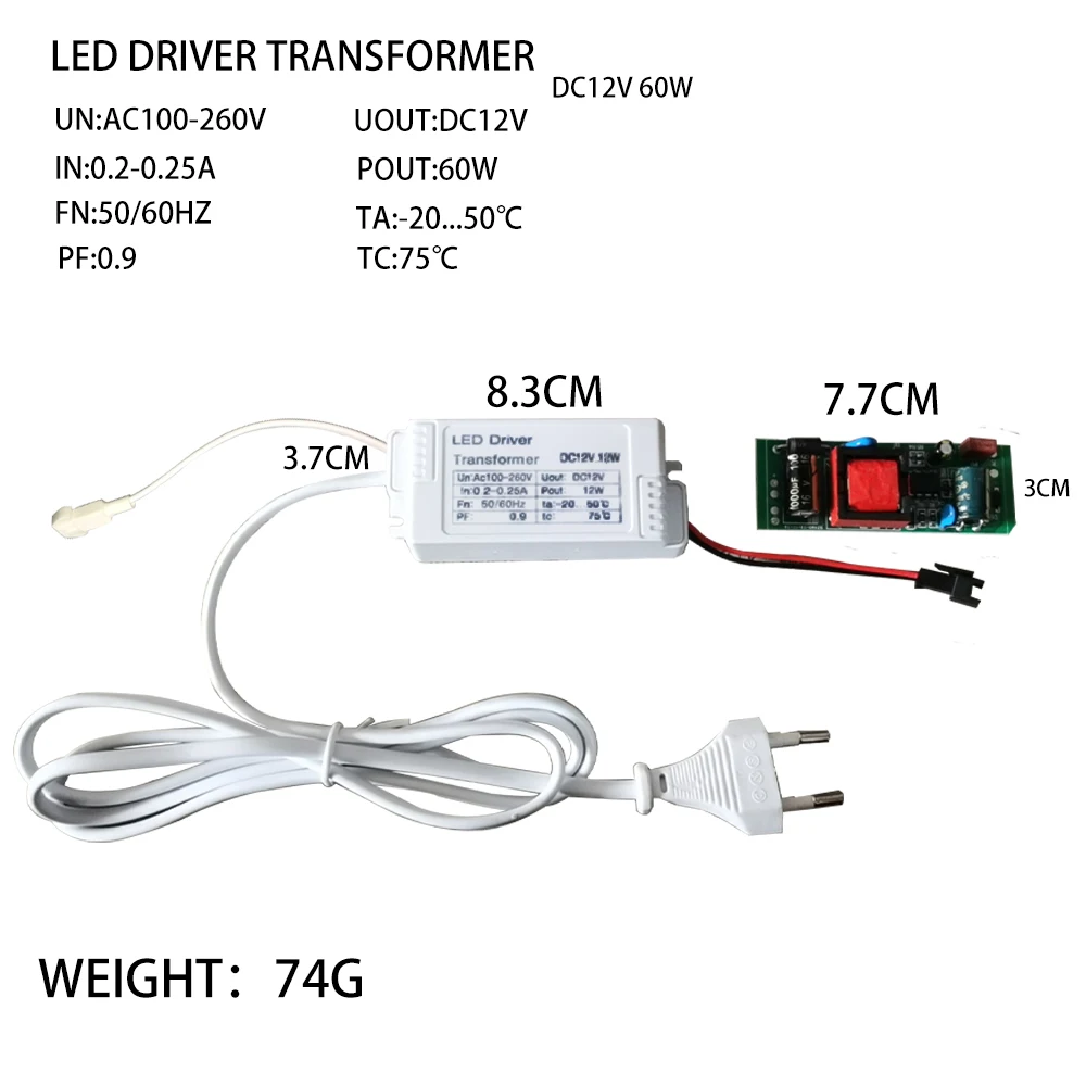 Factory Supplier Ac100-260V Uont 12v/1A 12W LED Driver Transformer Lighting Driver Switching Power Supply