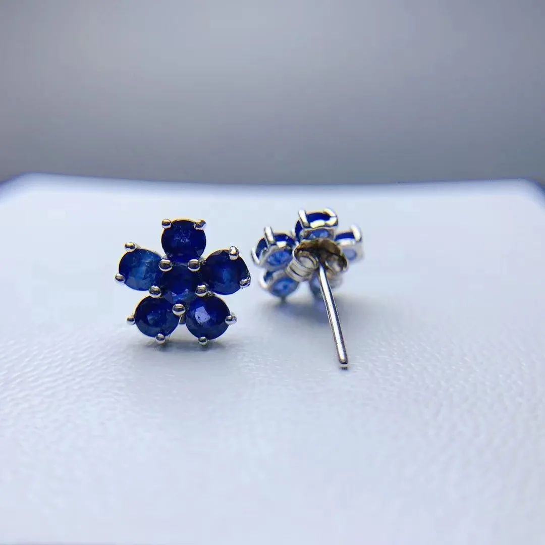 Hot Sale Natural Sapphire Luxury Stud Earrings Sets For Women