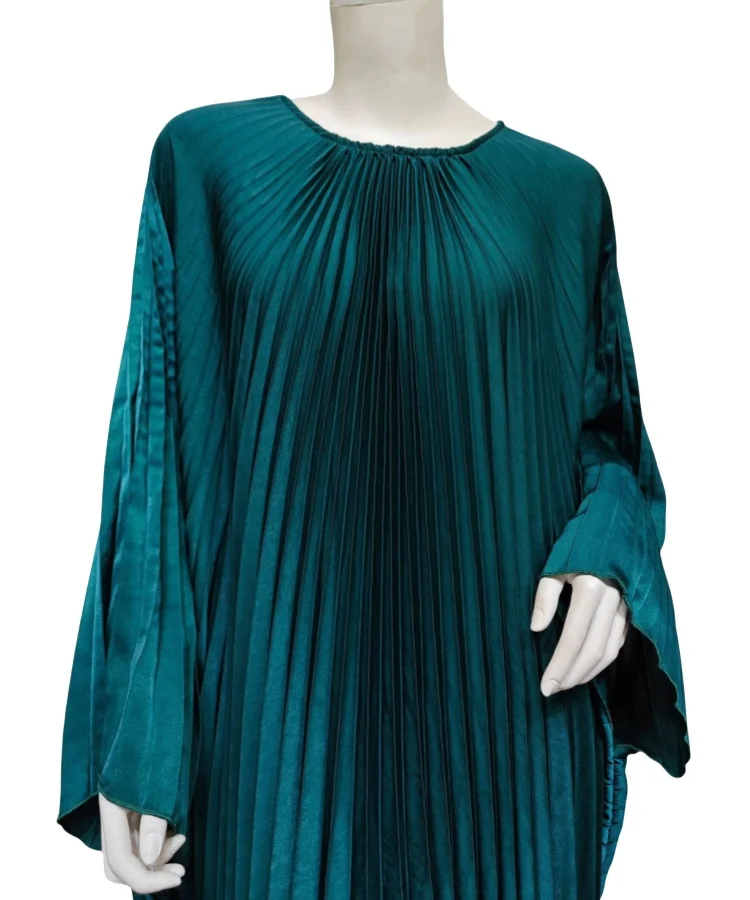 Fashion pleated robe solid color big swing dress plus-size dress Arab Dubai Muslim women islamic women clothes