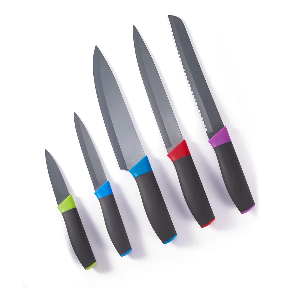 Wholesale US Warehouse Free Shipping Stainless Steel 6 Pcs Kitchen Knives Set With Knife Holder And Sharpener set of knives