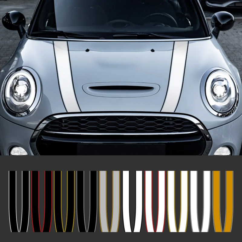 RTS Car Engine Hood Bonnet Sticker Stripes Decals Decor For Mini Cooper S JCW R55 R56 R60 R61 F54 F55 F56 F60 Accessories